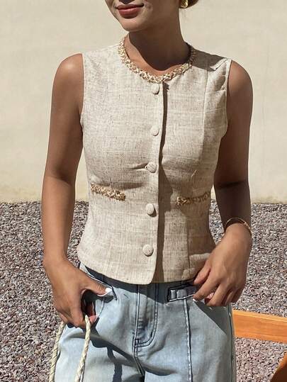 Livesso Women's Round Neck Casual Versatile Daily Wear Jacket