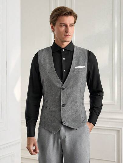 Officeau 男士休闲/商务单排扣西装背心，男士正装，男士休闲背心，适合日常通勤，男士日常休闲夏季度假装，INS热销款，非常适合外出和日常穿着，纽扣开合，打造时尚百搭造型。是送给男朋友或老公的绝佳礼物。商务休闲装男士西装背心，日常休闲装男士西装背心，男士马甲外套，男士无袖，老款风格