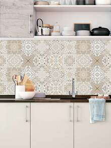10pcs Mandala Pattern Tile Stickers, Self-Adhesive, Waterproof, Oil-Resistant PVC Kitchen Wall Decals,Stickers,Wall Decal, Vinyl Decal For Home Decorations,Spring Decoration Items Refresh Your Home,Rama Decoration Stickers,Room Decor , Ramadan Decor, Home Decor, Bathroom Decor Kitchen Decor - Multicolor - View 14