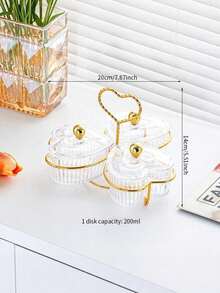 1pc Heart-Shaped Party Food Service Tray, Appetizer Platter, Multipurpose Snack Bowl Tray For Nuts, Candies, Fruits, Reusable Plastic Snack Plate, 3/4/5 Compartments, Champagne Color - Multicolor - View 9