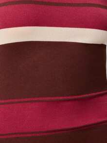 Nöista 针织无袖长连衣裙，横条纹设计，圆领，下摆饰有流苏。适合春季、夏季、复活节、节日、波西米亚风场合。 - 鏽棕色 - 查看 8