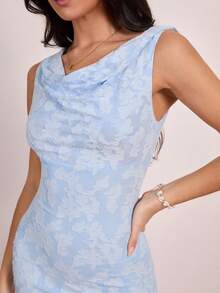 Enchnt Spring/Summer Romantic Women's Jacquard Blue Backless Side Slit Sleeveless Maxi Dress,Sweet&Elegant For Vacation&Date&Holiday&Going Out,Spring Outfit Women - Gray Blue - View 7