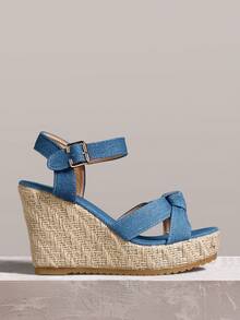 Styleloop Women's Vacation Casual Platform & Wedge Sandals Holiday Travel Essential Boho Cowgirl Outfit - Blue - View 2