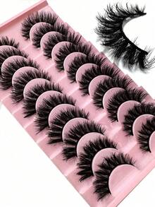 10 Pairs 5D Luxury Synthetic Mink Lashes, Long Lasting Natural Drama, Volumized, Fluffy, Sweet 3D False Eyelashes, Create Charming Appearance - Reusable And Easy To Apply Strip Lashes,Lashes,Eyelashes,Fake Lashes - Fluffy Lashes - View 6