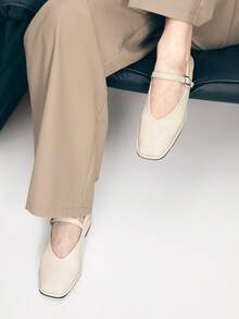 Mnmlis Women's Classic Minimalist Commuter Style Ivory Square Toe Mary Jane Ballet Shoes - White - View 9