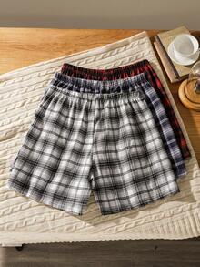 3pcs Men's Plaid Casual Versatile Daily Wear Shorts - Multicolor - View 2