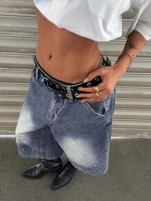 Jeanoix Women's Pocket Button Casual Versatile Daily Wear Wide Leg Jeans - Medium Wash - View 4