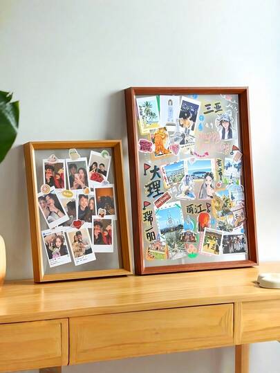 1 PC Wooden Double Sided Frame Can Be Placed On A Desk Or Hung On A Wall Equipped With An Acrylic Panel Suitable For Displaying Photos And Plant Specimens Features A Natural Wood Finish Simple Design Perfect As A Holiday Gift Graduation Memento Bookcase Decoration Home Accent Or Birthday Present For Someone Else