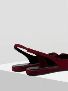Mnmlis Women's Burgundy Bow Decor Pointed Toe Flat Shoes, Suitable For Work Commute, Office, Festivals And Casual Gatherings - Burgundy - View 3
