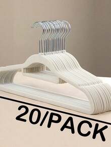 10/20/40PCS Flocked Velvet Non-Slip Hangers - Space Saving Closet Organizers With Pants Bar, Heavy Duty & No-Slip For Home & Professional Use - White - View 7