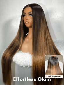 ALL READY WIG Tóc giả 100% tóc thật, kiểu Balayage, màu nắng tự nhiên, kích thước 13x4, ren trước, kiểu Yaki thẳng, có dây rút, đã được cắt tỉa và tẩy màu sẵn, dễ sử dụng, luôn sẵn sàng, ren thoáng khí, phù hợp với mọi kích cỡ đầu, ren trong suốt. - SNATURAL/30 - Xem 3