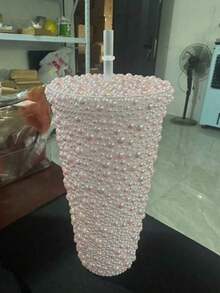 A Handcrafted 650ml Diamond-Studded Mug, Made With Double-Walled PS Plastic Straws, A Large-Capacity Creative 650ml Gemstone Diamond Mug, Handheld, Portable Pearl Mug [5 Styles Available] - Multicolor - View 18