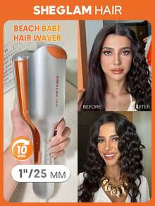 SHEGLAM HAIR 海灘寶貝捲髮器，離子捲髮器，捲髮器，2 筒防燙髮捲髮器，5000 萬離子和 10 分鐘快速捲髮器，智能定時器和可調節溫度，易於使用的女士美髮工具 - 英國插頭 畢業 生日 禮物 假期 冬天 粉紅色的 氛圍 化妝品 派對 海灘 旅行 露營 學校 校園 節慶 玫瑰 展示 女孩 魅力 最好的 情人節 婦女節 愛自己 - 銀色 - 查看 2