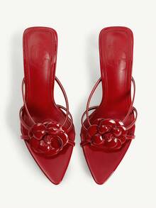 CUCCOO CHICEST Women Shoes Women Pointed Decal Design Everyday Versatile Stiletto High Heel Sandals - Red - View 2