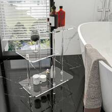 1PC Transparent Acrylic Side Table, Modern Design, Easy Assembly, Space Saving, Multifunctional Nightstand Suitable For Living Room, Bedroom, Hallway, Bathroom - Transparent - View 9