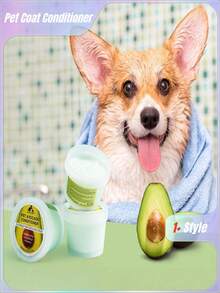 1 pieza Acondicionador de abrigo de aguacate para mascotas, suero de acicalamiento específico para gatos, bálsamo alisador y desenredante para el cabello rizado de caniche - Monocromo - Ver 1