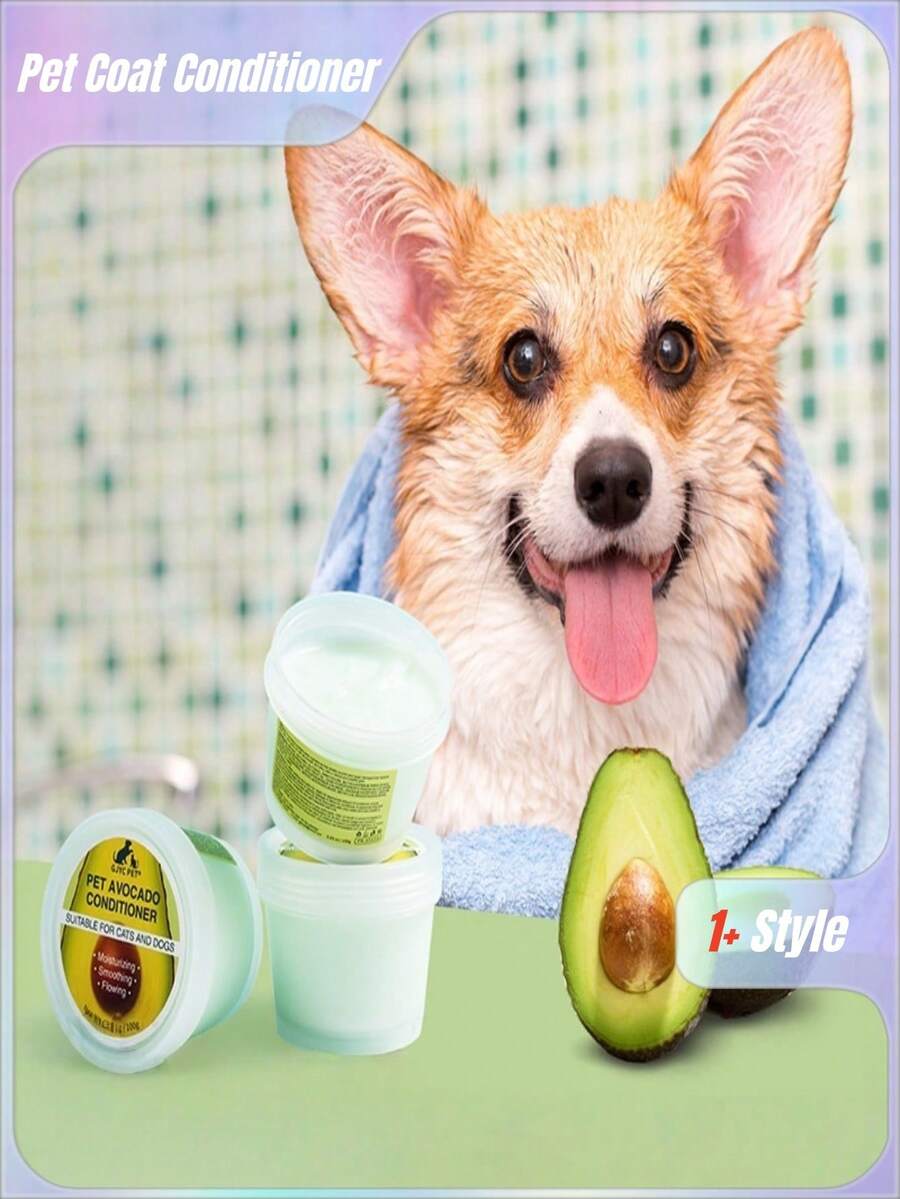 1 pieza Acondicionador de abrigo de aguacate para mascotas, suero de acicalamiento específico para gatos, bálsamo alisador y desenredante para el cabello rizado de caniche - Monocromo - Ver 1