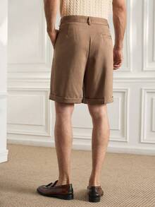 Men's Solid Color Pocket Casual Shorts, Fashionable Suitable For Summer - Brown - View 2