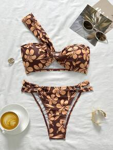 Swim Vcay Women's Casual Vacation Beach Party Halter Bikini Two Pieces Swimwear Set, New Spring/Summer Casual Western Clothes For Women, Backless - Multicolor - View 1