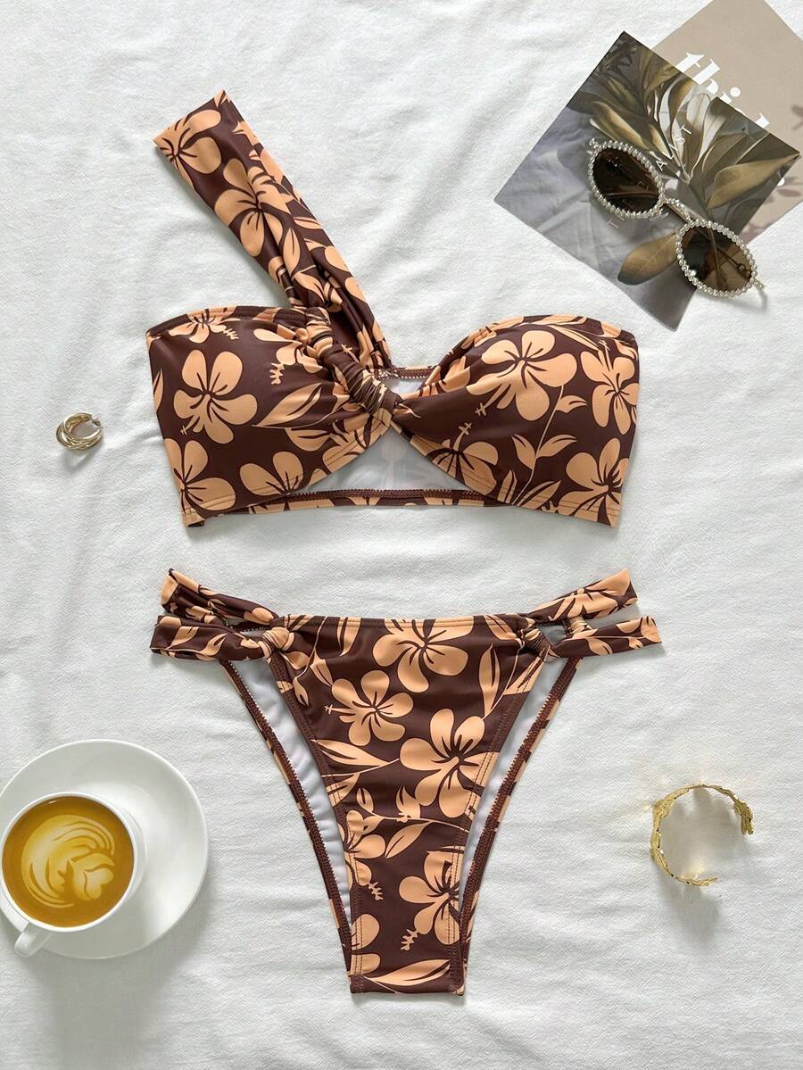 Swim Vcay Women's Casual Vacation Beach Party Halter Bikini Two Pieces Swimwear Set, New Spring/Summer Casual Western Clothes For Women, Backless - Multicolor - View 1