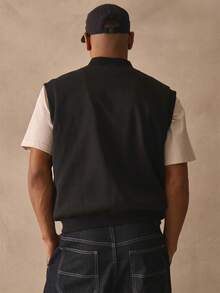 Musero Áo tank top dáng rộng không tay, chất liệu jersey, cài khuy, thích hợp cho mùa xuân hè, thoải mái khi mặc nhà. - màu đen - Xem 4