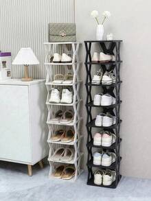 Space Saving 9-Layer Vertical Shoe Rack - Narrow Plastic Shoe Rack That Can Store 9 Pairs Of Shoes, Easy To Assemble, Ideal For Entrances, Wardrobes, Corridors, Bathrooms, And Dormitories - Sturdy , Stackable Design, Shoe Storage And Organizing Rack - Multicolor - View 3