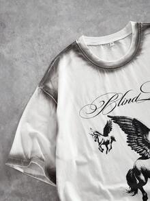 ROMWE MEN Street Life 男士手绘宽松插肩袖T恤 - 白色 - 查看 4