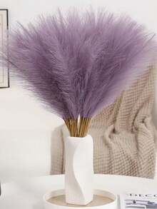 5/10/20/30 Stems Artificial Pampas Grass - Fluffy Grey Lavender Faux Bunny Tails For Wedding Bouquet, Home Decor, Fall & Seasonal Arrangements - Purple - View 2