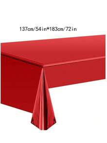 1 pieza Mantel desechable de tela no tejida de unicolor metálico para fiesta de cumpleaños, decoración de mesa de boda - Rojo - Ver 4