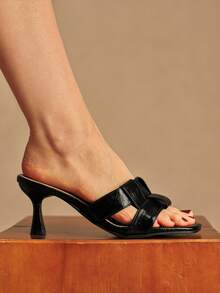 Rosivie Women's Square Toe Fashionable Elegant Versatile High Heel Sandals - Black - View 7