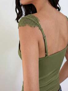 Maija Áo kiểu nữ mùa hè 2026 màu đen phối ren, dáng ôm, thanh lịch, thích hợp dự đám cưới, tiệc brunch, sân bay, kỳ nghỉ, lễ hội âm nhạc, lễ tốt nghiệp, mặc thường ngày, ngày lễ Thánh Patrick, lễ Phục sinh, áo dự tiệc mùa hè, áo đi biển, kỳ nghỉ hè, mỗi kỳ nghỉ cho nữ, đi chơi mùa hè, lễ tốt nghiệp, áo kiểu thường ngày cho nữ. - xanh quân đội - Xem 4