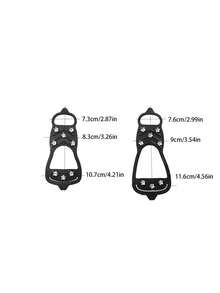 1 Pair 8 Tooth Anti Slip Ice Claws Lightweight Silicone For Skating Hiking Snow Walking Winter Outdoor Safety Gear Non Slip Traction Spikes - Black - View 7