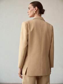 MOTF PREMIUM 女士通勤仿亚麻竹纤维质感西装外套 - 卡其色 - 查看 3