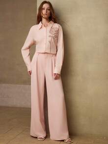 MOTF PREMIUM WOMEN'S ROMANTIC ROSE EMBROIDERED COTTON SHIRT - Pink - View 1