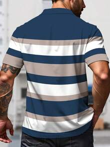 Manfinity Homme Áo thun polo sọc tay ngắn thường ngày/công sở cỡ lớn dành cho nam - Nhiều màu - Xem 2