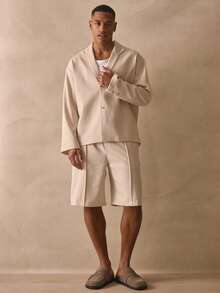 Musero Áo khoác blazer dáng rộng, cổ chữ V, cài hai nút, tay dài, kiểu dáng thoải mái, thích hợp cho mùa xuân hè. - Màu Khaki - Xem 5