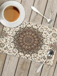 Set di 1/4/6 tovagliette da tavola con stampa mandala bohémien - Decorazione per cucina e sala da pranzo - Rivestimento in lino, decorazione per la casa, decorazione per feste - Multicolore - Visualizzare 6