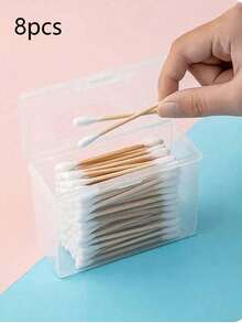 10pcs/8pcs/4pcs Transparent Flip Cover Plastic Storage Box, Makeup Brush, Toothpick, Card Holder, Organizer - Clear - View 11