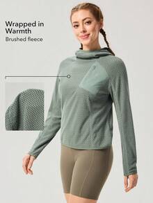 OutZeal 女士运动上衣 冬季露营徒步保暖长袖运动上衣 - 綠色 - 查看 2