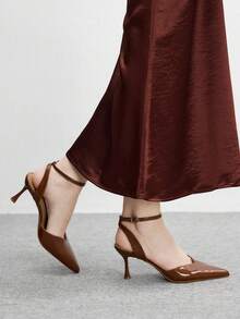 CUCCOO BIZCHIC 女士棕色尖头简约精致棕色通勤办公商务细高跟凉鞋 - 棕色 - 查看 3