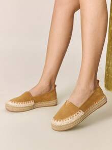 Styleloop Zapatos de mujer de ante bordados con estilo retro - Camel - Ver 4