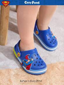 SUPERMAN X Cozy Pixies 1 Đôi dép xăng đan mùa hè màu xanh dương thời trang, dễ thương và đa năng, chống trơn trượt, thích hợp cho bé trai/trẻ sơ sinh, đi biển hoặc hoạt động ngoài trời. - Màu xanh lam - Xem 3
