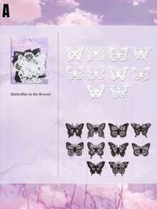 Floating Silhouette Butterfly Cutout Pearlescent Sticker Paper, High-End Retro Style Journal Sticker Pack - suit - View 14