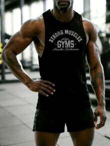 GymBeat T-shirt casual polyvalent à col rond avec imprimé lettres, pour un port quotidien et les sports - Noir - Voir 3