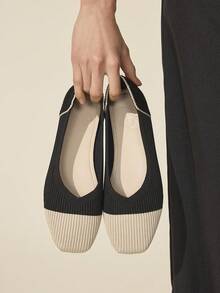 CUCCOO BASICS Women's Casual Contrast Color Slip-On Loafers - Black - View 1