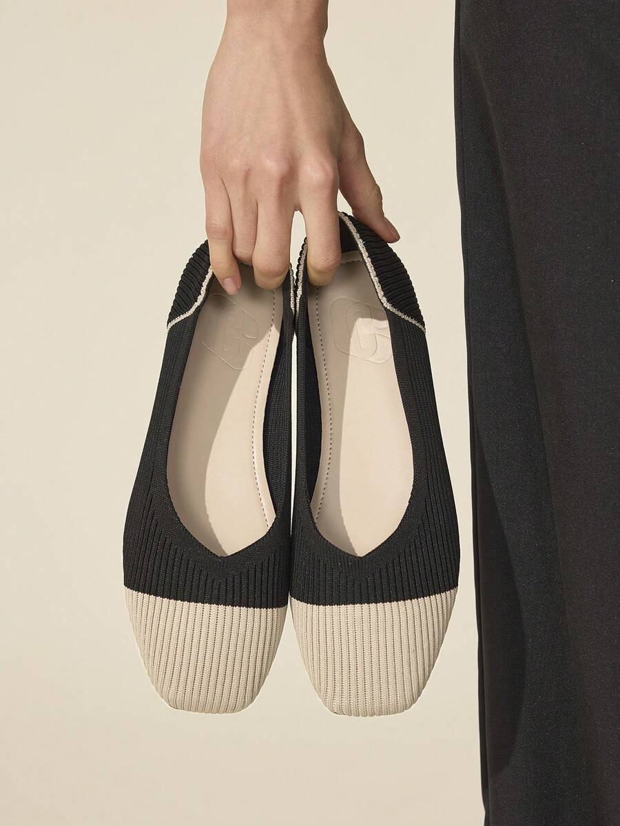 CUCCOO BASICS Women's Casual Contrast Color Slip-On Loafers - Black - View 1