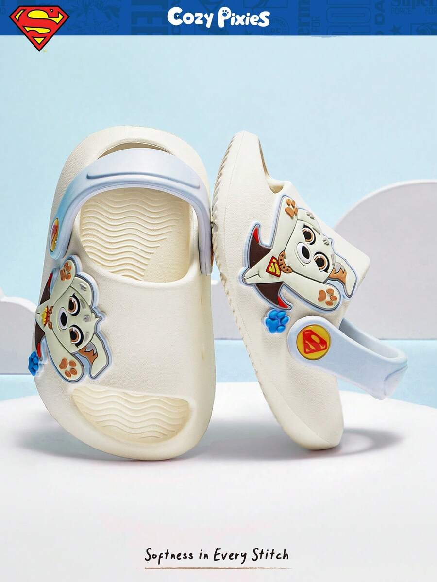 SUPERMAN X Cozy Pixies 1 Pair Cute & Versatile Non-Slip Summer Beach Flat Outdoor Slip-On Toddler Sandals - White - View 1