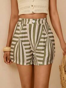 Lyxana Women's Casual Pocketed Button Shorts, Versatile For Daily Wear - Multicolor - View 4