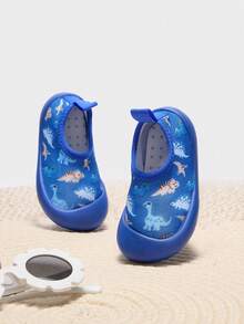 Cozy Pixies 1 đôi giày đi nước cho bé trai màu xanh dương in hình khủng long hoạt hình, kiểu dáng thời trang, dễ thương, thoải mái, nhẹ, thích hợp để mang ở nhà, đi biển và lội nước (mẫu ngẫu nhiên) - Màu xanh lam - Xem 3