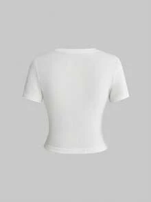 ROMWE 岛屿宝贝珍珠贝壳印花修身婴儿T恤 - 白色 - 查看 2